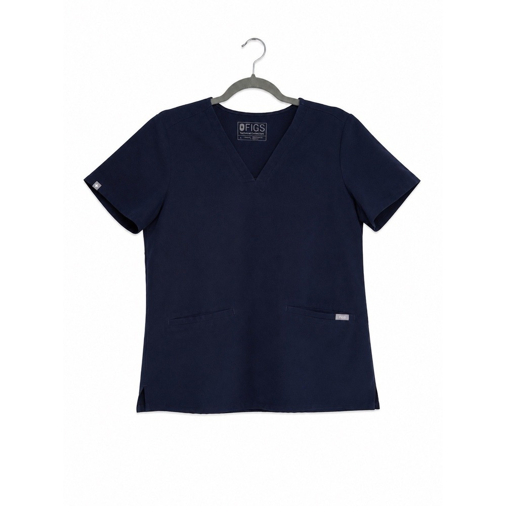FIGS Casma Scrub Top Women's Medium Navy Blue V-Neck 3 Pocket FW1100